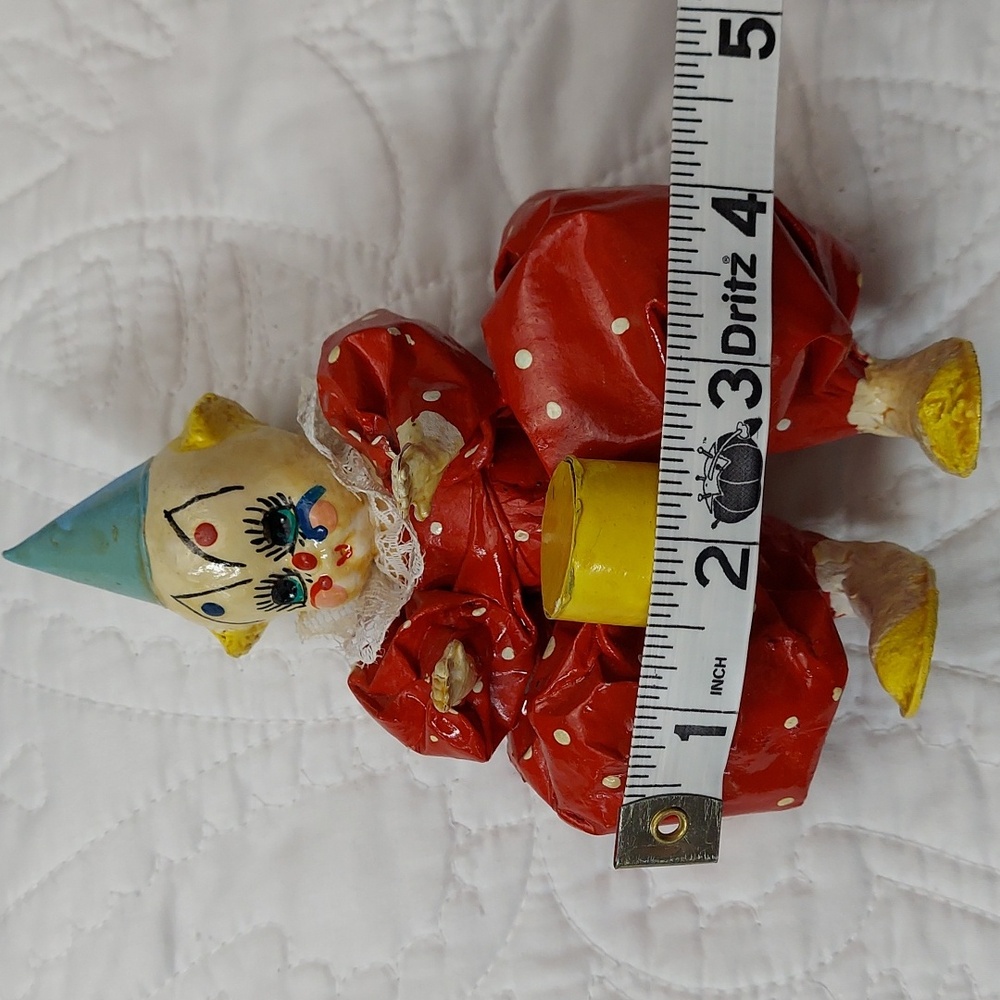 * Vintage Made In Mexico Whimsical Red and Yellow Clown Figurine - Picture 7 of 7